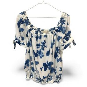 Michael Kors Blue and White Floral Blouse